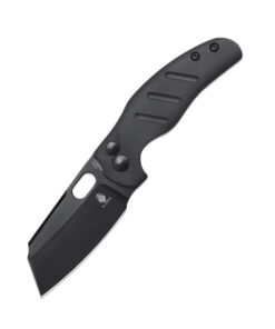 Kizer C01C Sheepdog Mini V3488BC2 Button Lock Knife Black 154CM Blade with Black Aluminum Handles