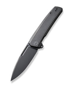 We Knife - 21021B-2 Speedster Frame Lock Flipper- Black Stonewashed Drop Point Blade with Black Titanium Handles