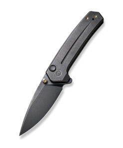 We Knife - 21026B-2 Culex Thumb Stud Flipper/ Button Lock- Black Stonewashed Drop Point Blade with Black Titanium Handles