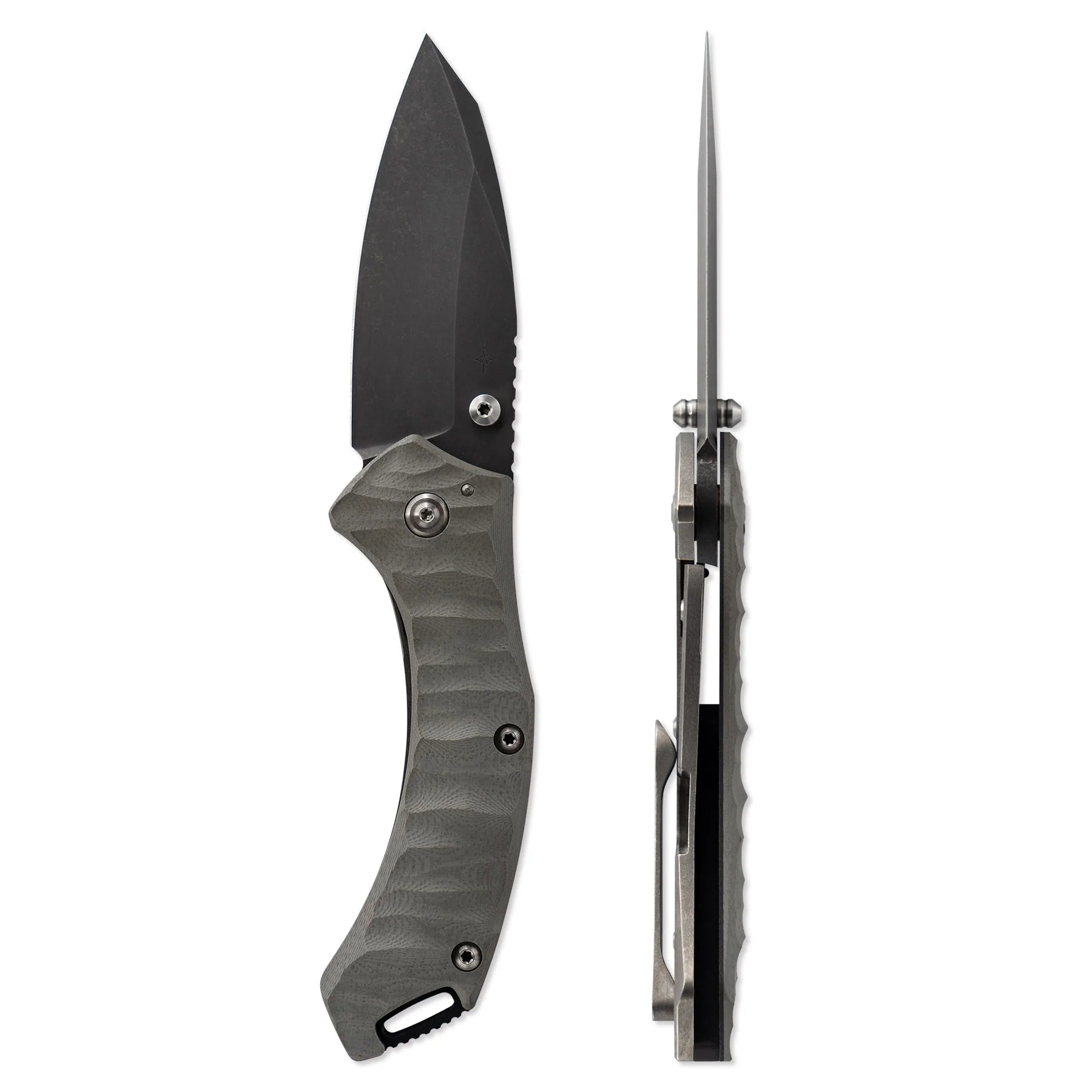 Toor Knives XT1 Stealth Folder with Black Oxide Blade and Black Milled Stealth Grey G10/ Titanium Handles