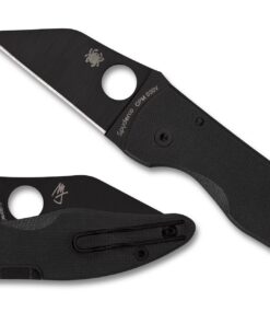Spyderco C264GPBK MicroJimbo Compression Lock Knife Plain Wharncliffe CPM-S30V Black Blade with Black G-10 Handles