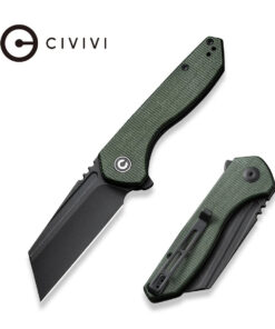 We Knife - CIVIVI ExOne Liner Lock Flipper Black Stonewash Nitro-V Blade with Green Canvas Micarta Handles