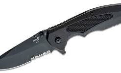 Boker Knives 01BO506 Boker Plus Gemini NGA Assisted Folder Black Combo Blade with Black FRS Handles