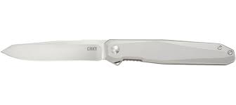CRKT K230XXP Facet Silver Assisted Folder Satin Blade with Stainless Steel Handles