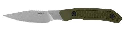 Kershaw 1881 Deschutes-Caper D2 Stonewash Fixed Blade with Green Polypropylene/ Rubber Overlay Handles