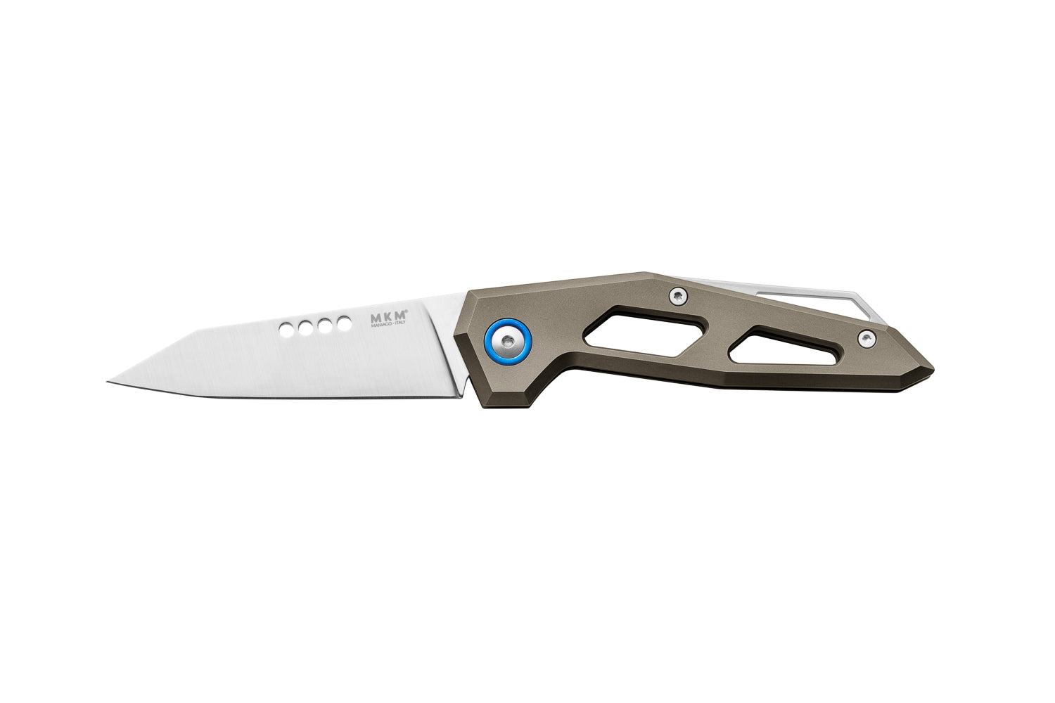 MKM Maniago Knife Makers Edge EG-TBR Folding Knife/ M390 Satin Blade with Bronze GR.5 Titanium Handles