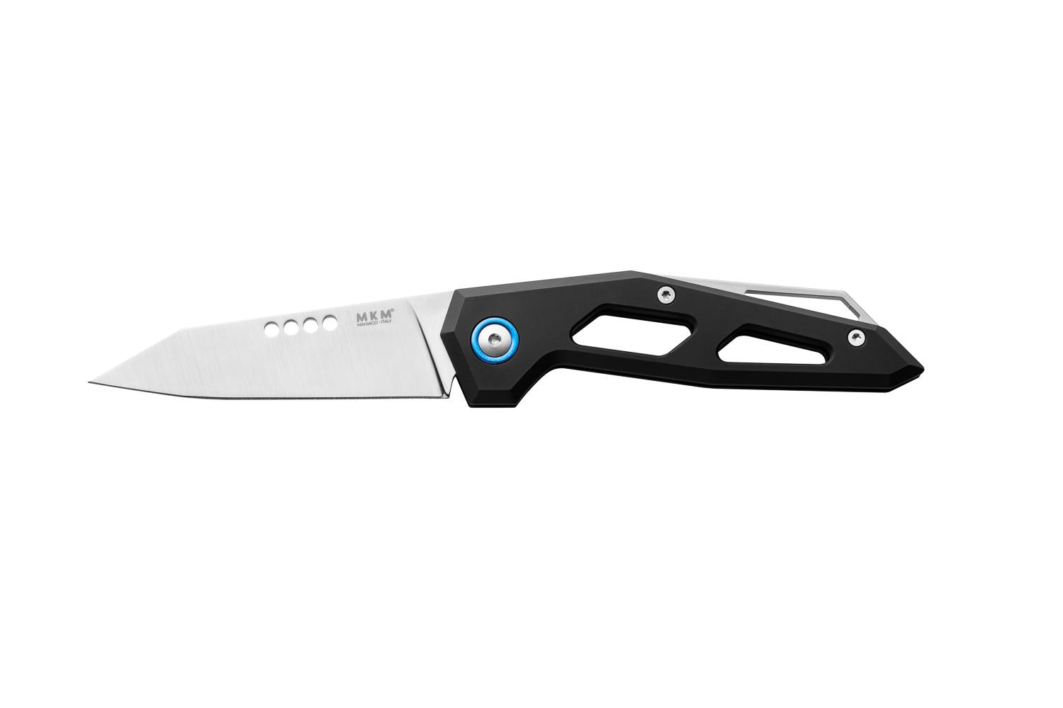 MKM Maniago Knife Makers Edge EG-ABK Folding Knife/ M390 Satin Blade with Black Aluminum Handles