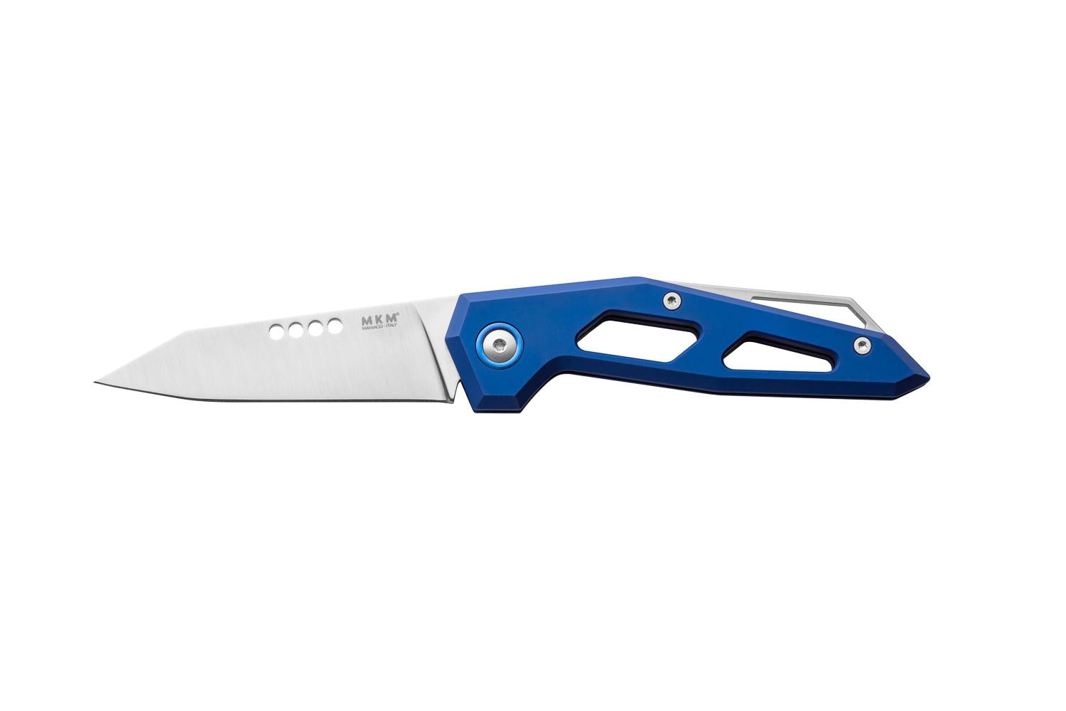 MKM Maniago Knife Makers Edge EG-ABL Folding Knife/ M390 Satin Blade with Blue Aluminum Handles