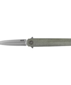 MKM Maniago Knife Makers Flame Dagger FL02-GCT Folding Knife/ M390 Bead Blasted Blade with Green Canvas Micarta Handles