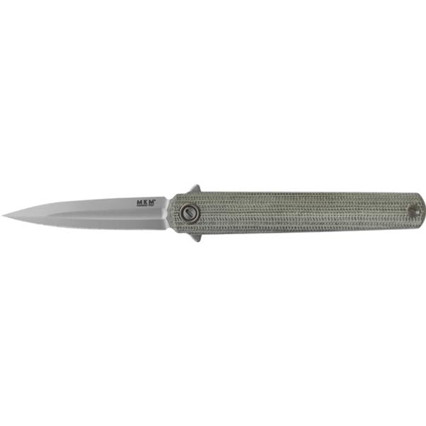 MKM Maniago Knife Makers Flame Dagger FL02-GCT Folding Knife/ M390 Bead Blasted Blade with Green Canvas Micarta Handles