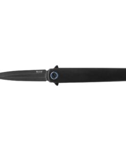 MKM Maniago Knife Makers Flame Dagger FL02-TDSW Folding Knife/ M390 Black Stonewash Blade with Black GR.5 Titanium Handles
