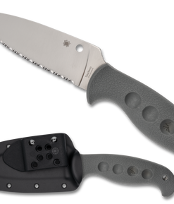 Spyderco FB05SGY Temperance Lightweight Sprint Run Fixed Blade Knife Cru-Wear Spyder-Edge Blade with Gray FRN Handles