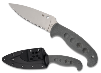 Spyderco FB05SGY Temperance Lightweight Sprint Run Fixed Blade Knife Cru-Wear Spyder-Edge Blade with Gray FRN Handles