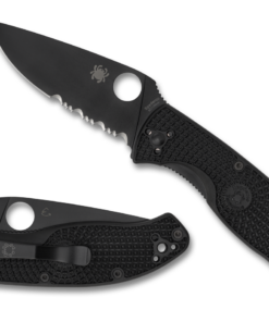 Spyderco C122PSBBK Tenacious Lightweight Black Blade Plain/Serrated FRN Knife