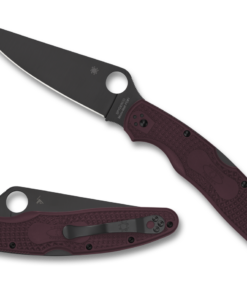 Spyderco C07BGBKP4 Police 4 Lightweight MicroMelt Sprint Run PD#1 Black PlainEdge Blade with Burgundy FRN Handles