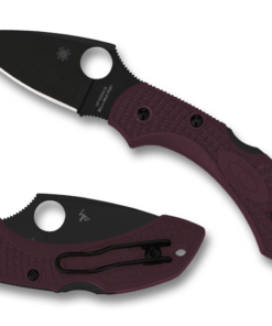 Spyderco C28BGBKP2 Dragonfly 2 Sprint Run Light Weight Folder Micro-Melt PD1 Black PlainEdge Blade with Burgundy FRN Handles