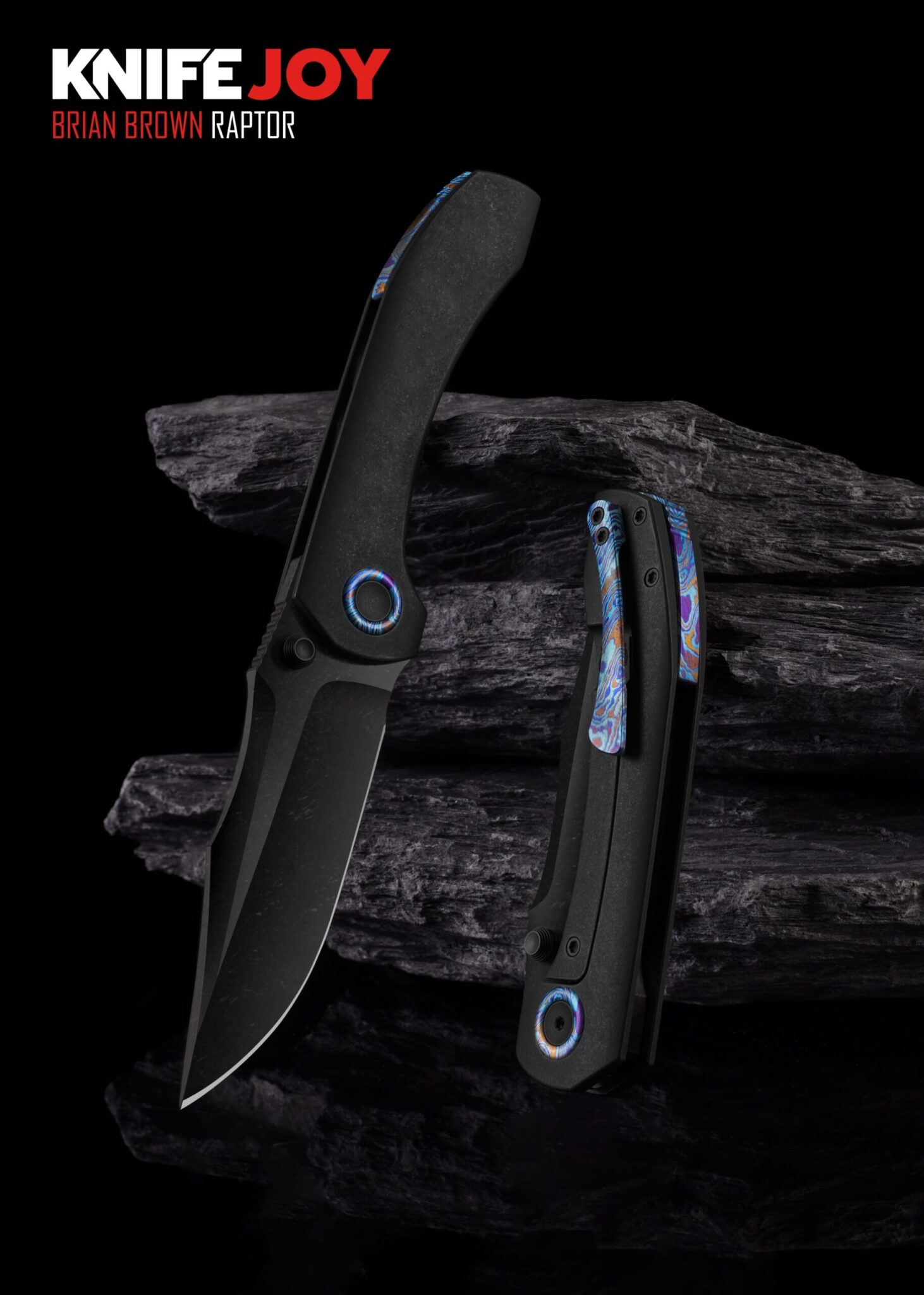 Brian Brown Knives Raptor V2 PVD Blade with Titanium Bead Blasted Handles/ Mokuti Hardware