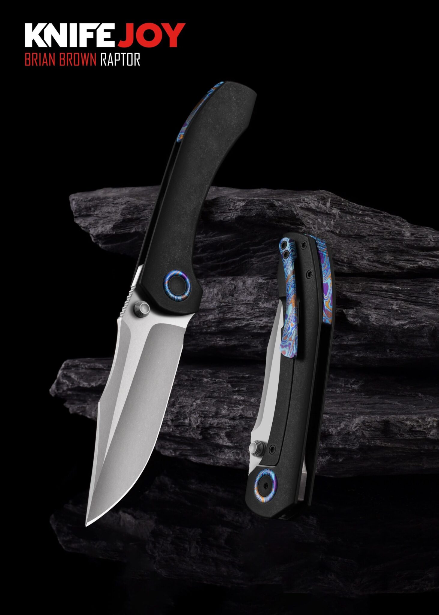 Brian Brown Knives Raptor V2 Hand Rubbed Satin Blade with Titanium Bead Blasted Handles/ Mokuti Hardware