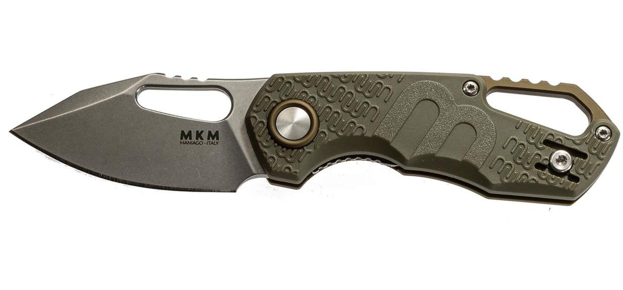 MKM Maniago Knife Makers Isonzo Clip Point FX03-3PGR Folding Knife/ Bohler N690Co Stonewashed Blade with Green FRN Handle