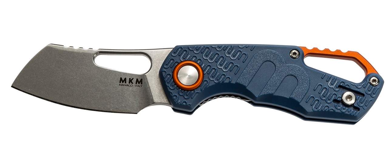MKM Maniago Knife Makers Isonzo Cleaver FX03-2PBL Folding Knife/ Bohler N690Co Stonewashed Blade/ with Blue FRN Handle