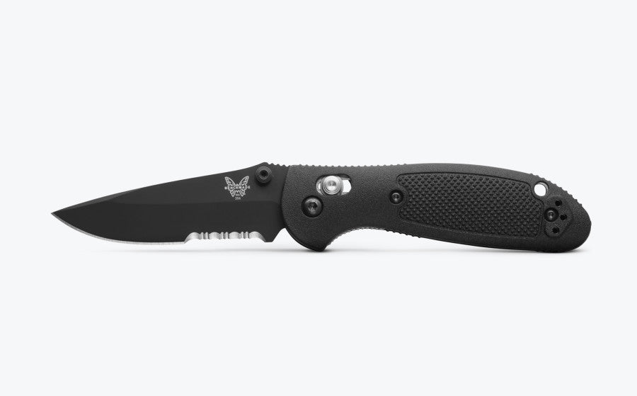 Benchmade Mini Griptilian 556SBK-S30V AXIS Lock Knife S30V Black Serrated Drop Point Blade with Black Nylon Handles