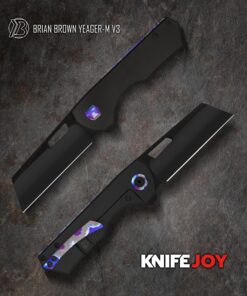 Brian Brown Knives Yeager-M V3 Flipper KnifeJoy Exclusive M390 Black PVD Blade with Black PVD Titanium Handles/ Zircuti Accents