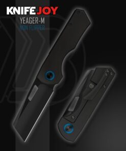 Brian Brown Knives Yeager-M NON-Flipper KnifeJoy Exclusive Black PVD Blade with Black PVD Handles and Blue Ano Pivot Collar