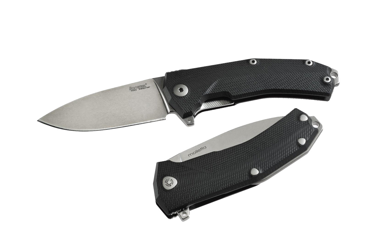 Lionsteel KUR BK Knife - Liner Lock Sleipner Blade, BLACK G10 handle, IKBS