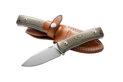 Lionsteel LSTBM4CVG M4 Fixed Blade Plain with Green Canvas Micarta Knife