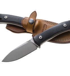 Lionsteel M4 G10 Knife - Fixed Blade M390 satin G10 handle, leather sheath
