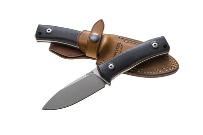 Lionsteel M4 G10 Knife - Fixed Blade M390 satin G10 handle, leather sheath