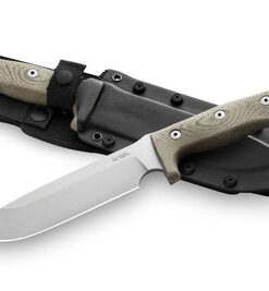 Lionsteel LSTM7CVG M7 Fixed Blade Satin Green Canvas Micarta Handle
