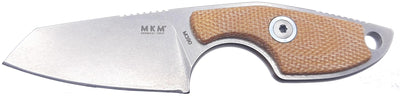 MKM Maniago Knife Makers Mikro MR02-NC Fixed Blade/ M390 Stonewashed Blade with Natural Canvas Micarta Handles