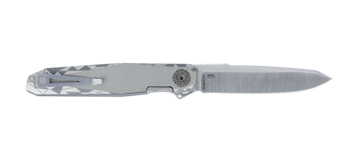 CRKT K254TM390 Facet Ken Onion Limited Edition Flipper M390 Satin Drop Point Blade with Viral Titanium Handles