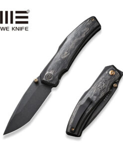 We Knife - 23067-2 Swordfin Front Flipper Knife Black Stonewash CPM-20CV Tanto Blade with Shredded Carbon Fiber Handles