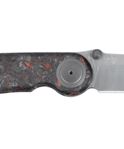 CRKT 4011 Pursue Michael Walker Liner Lock Folder Twist Damasteel Drop Point Blade with Contoured Red Dark Matter FatCarbon Handles/ Mother of Pearl Pivot