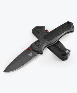 Benchmade P.S.K. 593BK-01 AXIS Assisted Folder Black Cerakote Magnacut Drop Point Blade with Carbon Fiber/ Black G10 Handles