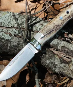 Muela Kodiak Stag - 4.02" 4116 Stainless Satin Plain Edge Blade, Stag Handle with Nickel Silver Bolsters - 02MU023