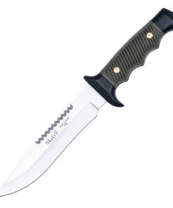Muela ALCE-5161 Fixed Blade - 6.30" 420A Stainless Steel Satin Straight Blade with Saw Back Green ABS Handle 02MU039
