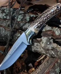 Muela Setter-11A - 4.33" X50CrMoV15 Satin Polished Plain Edge Blade, Red Stag Handle - 02MU043