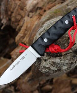 Muela Kodiak Black Micarta - 4.10" Sandvik 14C28N Stainless Steel Satin Drop Point Plain Blade Full-Tang Hunting Knife 02MU083