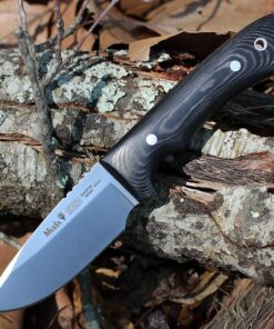 Muela Rhino-9M Tactical Hunter - 3.54" Sandvik 14C28N Stainless Steel Satin Drop Point Plain Edge Blade, Full-Tang Black Micarta Handle - 02MU093