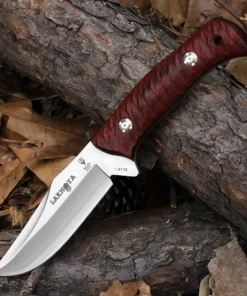 Muela Lakhota Hunting Knife - 4.9" 4116 Stainless Steel Satin Clip Point Plain Blade Red Sandalwood Handle 02MU127