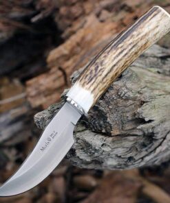 Muela DP-10 Hunting Knife - 3.94" MoVa Stainless Steel Satin Clip Point Plain Blade Stag Handle 02MU191