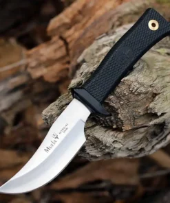 Muela PIK-AS Fixed Blade - 3.8" NITRO-42 Satin Clip Point Plain Blade Black Rubber Handle 02MU227