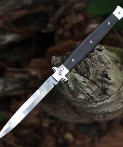 Boker Plus Stiletto 5.0 Ebony - 5.12" 14C28N Satin Dagger Blade, Ebony Handle with Stainless Steel Bolsters - 06EX752