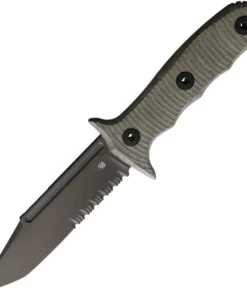 Bastinelli Binome Fixed Blade - Green Canvas Micarta (5" M390 PVD Serr.) BAS240