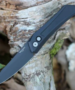 Pro-Tech Oligarch Sinkervich Auto - Solid Black Aluminum Handle (3.25" DLC Blk MagnaCut)  DS103