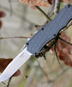 Houge Exploit 34052 OTF, 3.5" CPM S30V Clip Point Tumbled Blade, Matte Grey Aluminum Handle