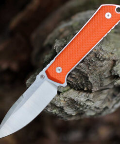 Boker Germany Kiboku - 2.95" RWL-34 Two-Tone Drop Point Plain Blade, Orange G10 Handle - 120573